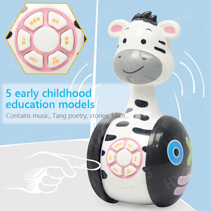 HYG Toys Máy kể chuyện bê đu bằng điện có đèn và nhạc, đồ chơi giáo dục mầm non