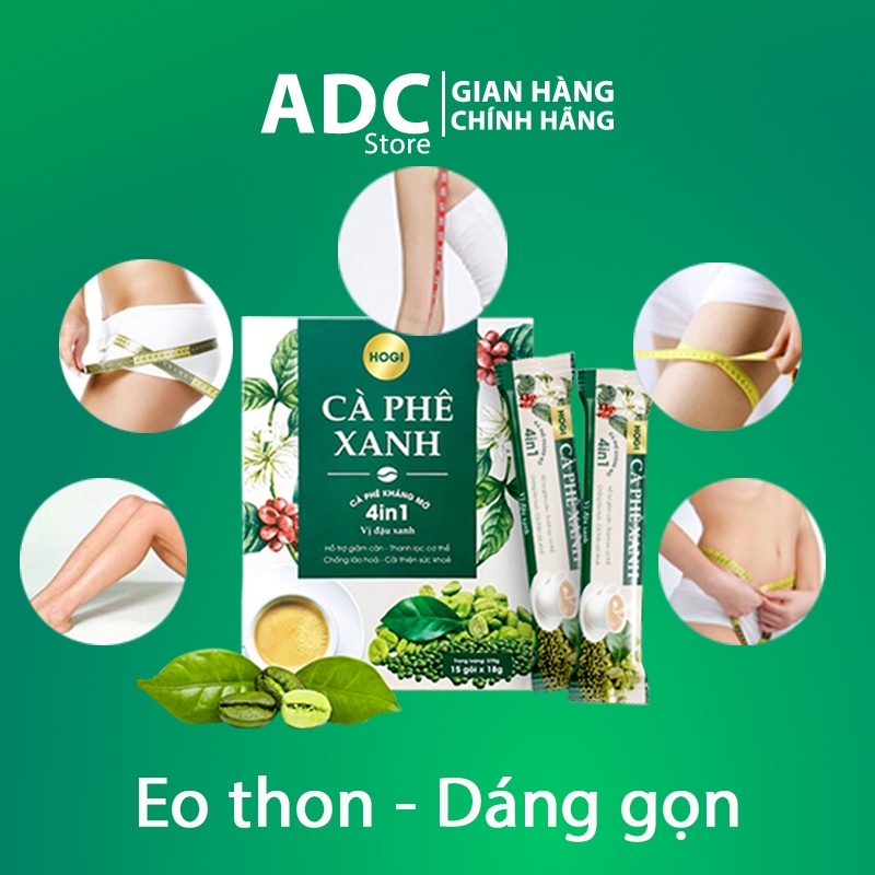 Cà Phê Xanh Giảm Cân, Cà Phê Kháng Mỡ HOGI Hương Vị Đậu Xanh Thơm Ngon Dễ Uống, Hộp 15 Gói - ADC Store