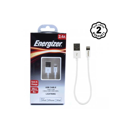 Cáp sạc Lightning MFi Energizer 0.2m