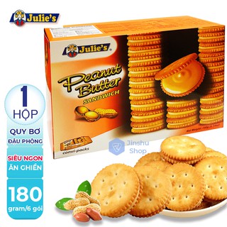 [ ĂN LÀ GHIỀN ] Hộp 06 gói (150gr) Bánh Quy Nhân Bơ Đậu Phộng Julie's Butter Sandwich Nhập khẩu Malaysia (Date:12 tháng)