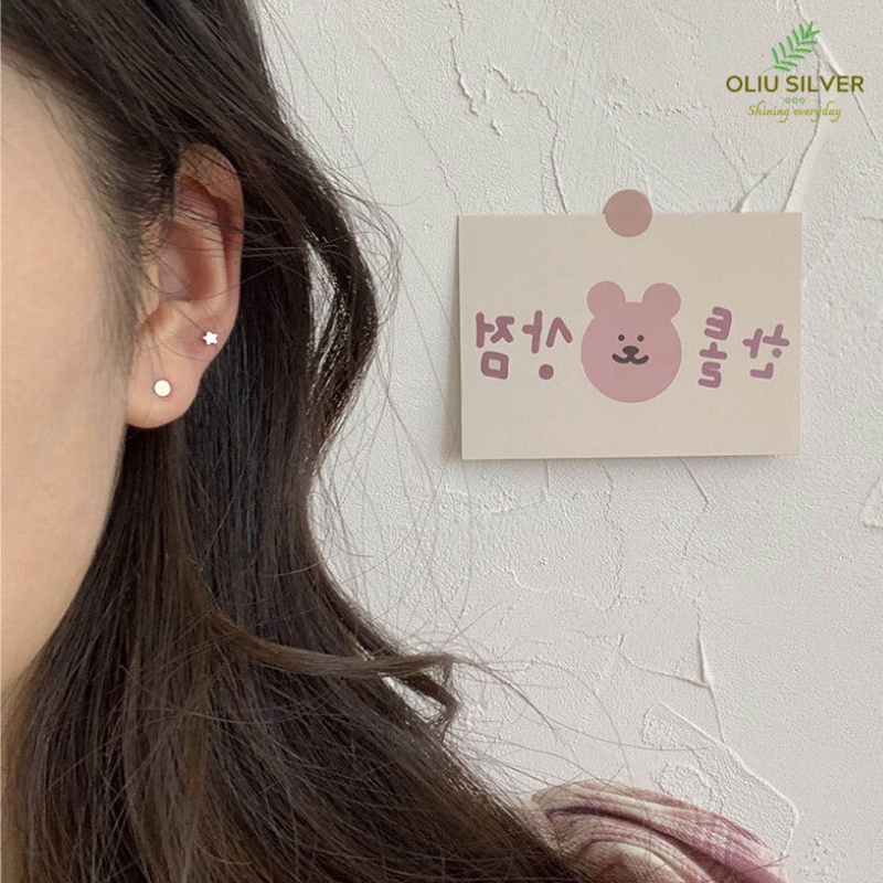 Bông Tai Bạc S925 Khuyên Tai Mini Hình Học Trơn Đơn Giản Trẻ Trung Cá Tính | Khuyên Tai Nữ Trang Sức Bạc Thời Trang