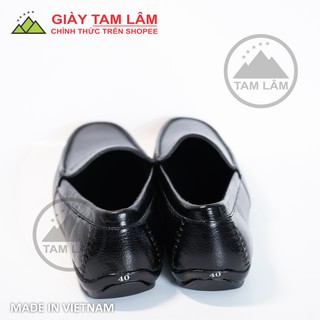 Giày lười da bò sần màu đen DS02