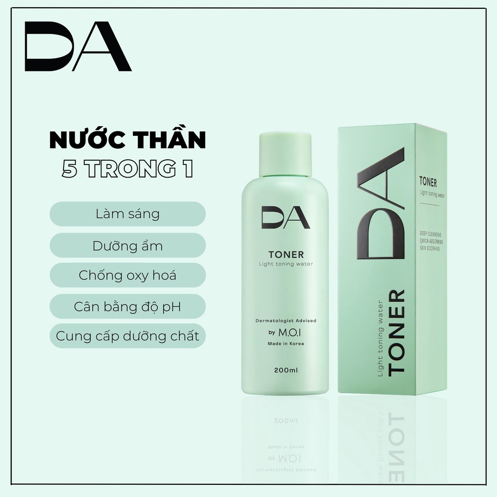 Nước Thần Toner D.A by M.O.I Hồ Ngọc Hà 5 Trong 1 Làm sáng, chống oxy hóa, dưỡng ẩm 200ml