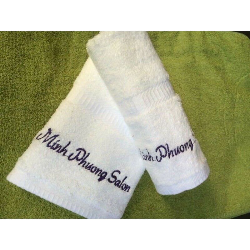 KHĂN TRẮNG KHÁCH SẠN DÀY  DỆT THÊU LOGO KHÁCH SẠN THEO YÊU CẦU, COTTON HÚT NƯỚC TỐT, MỀM MẠI