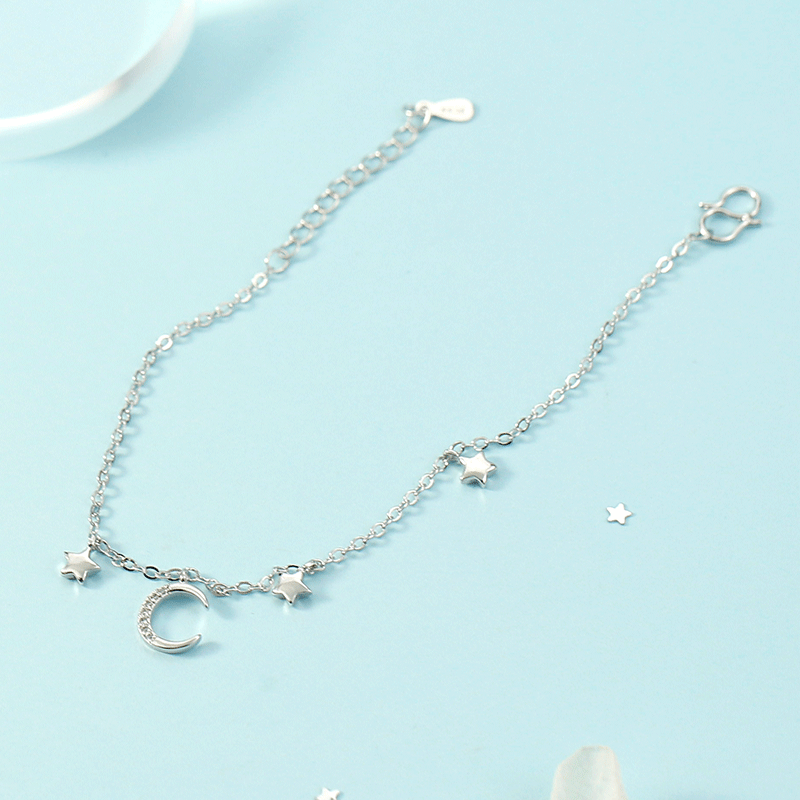 Vòng Tay Đá Mặt Trăng Nữ Hàn Quốc-Phong Cách Đơn Giản Tua Rua Quà Tặng Sinh Nhật