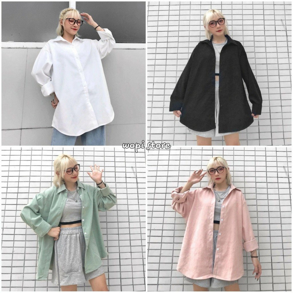 [Mã WARUN27 giảm 12k đơn 99k] Áo Sơ Mi Phủ Nhung KUPI Shirt Tay Dài Form Rộng Ulzzang (4 Màu )