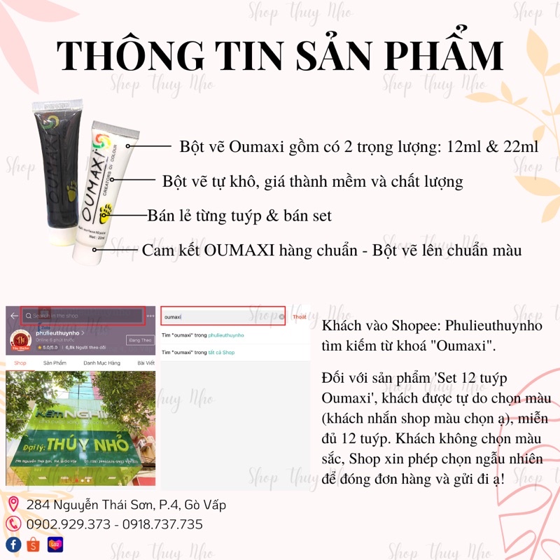 [HÀNG CHUẨN] Bột vẽ móng tay tập vẽ OUMAXI cao cấp tuýp lẻ 12ml dụng cụ chuyên làm móng tay nghệ thuật nail