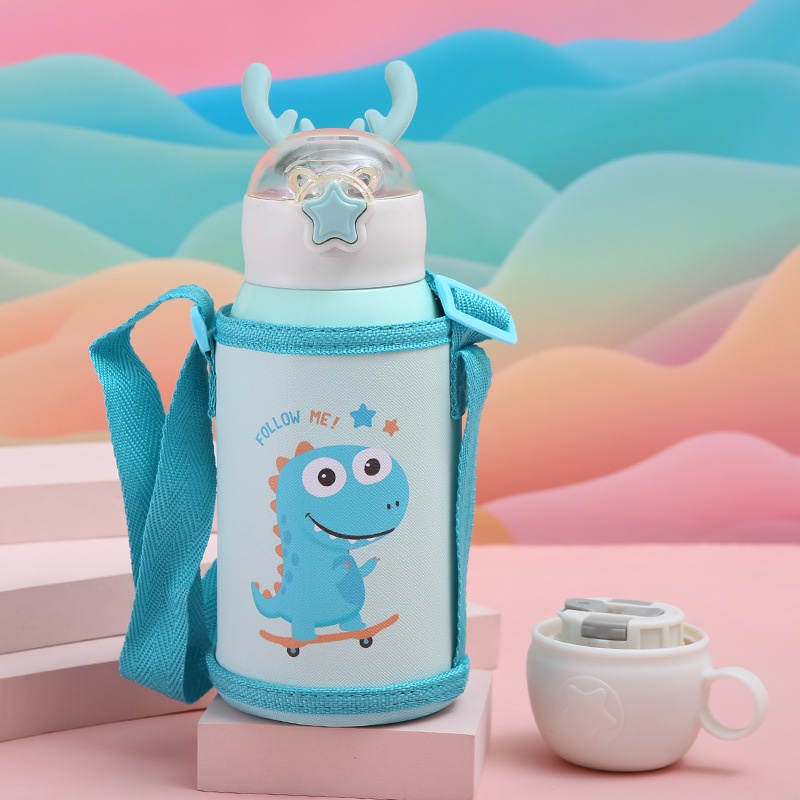 Bình hiển thị nhiệt độ sừng hưu inox 400ml có túi xách đi kèm tiện lợi pha sữa đựng nước giữ nhiệt được lâu