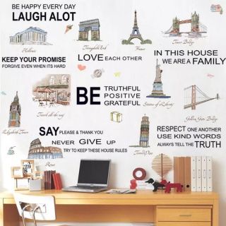 Decal dán tường bài thơ và kì quan thế giới