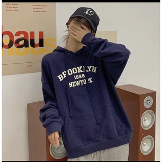 Áo hoodie Brooklyn 1898 nỉ lông tàu màu xanh than