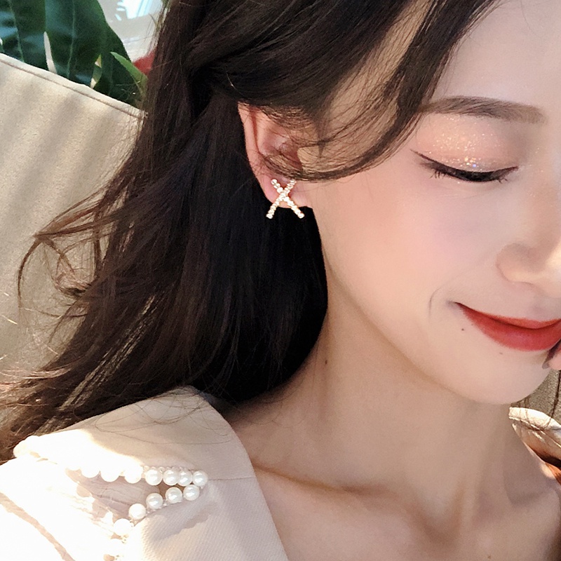 Khuyên tai chữ X mạ bạc nhiều kiểu tùy chọn thời trang