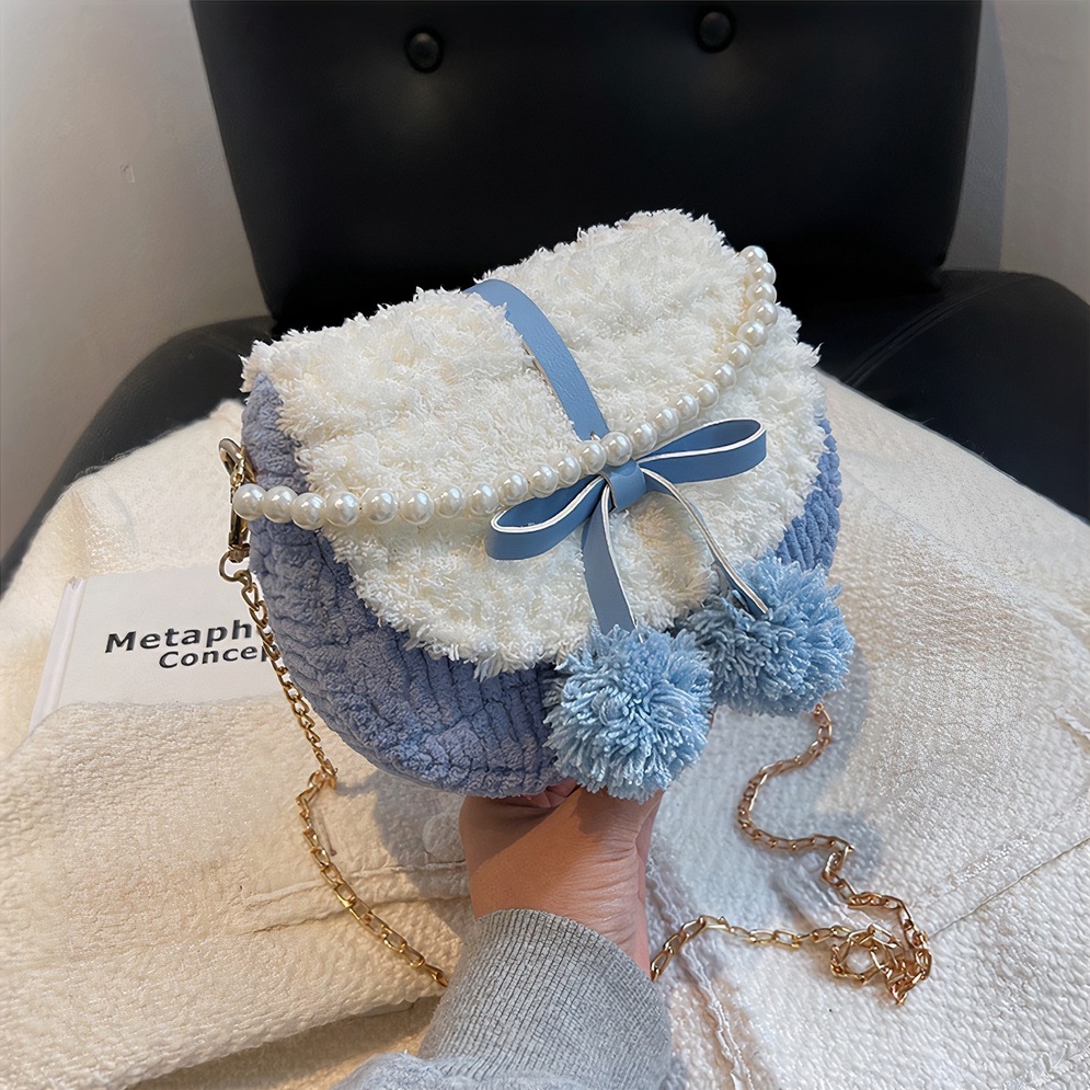 Túi tự đan đeo chéo handmade Pom Pom thời trang - Phụ kiện đan túi HAVAKI