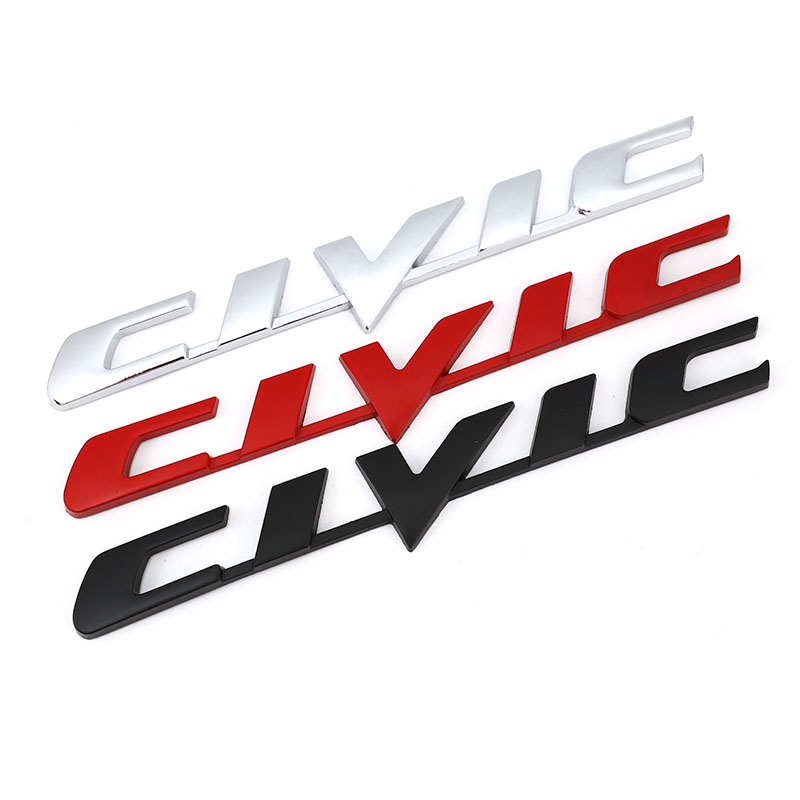 Miếng Dán Logo Chữ 3D Bằng Kim Loại Trang Trí Đuôi Xe Hơi Honda Civic