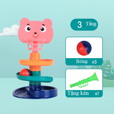 Tháp Bóng lăn, thả bóng xoay tròn, cầu trượt bóng, đồ chơi cho bé, trẻ em, đồ chơi thông minh phat triển trí tuệ