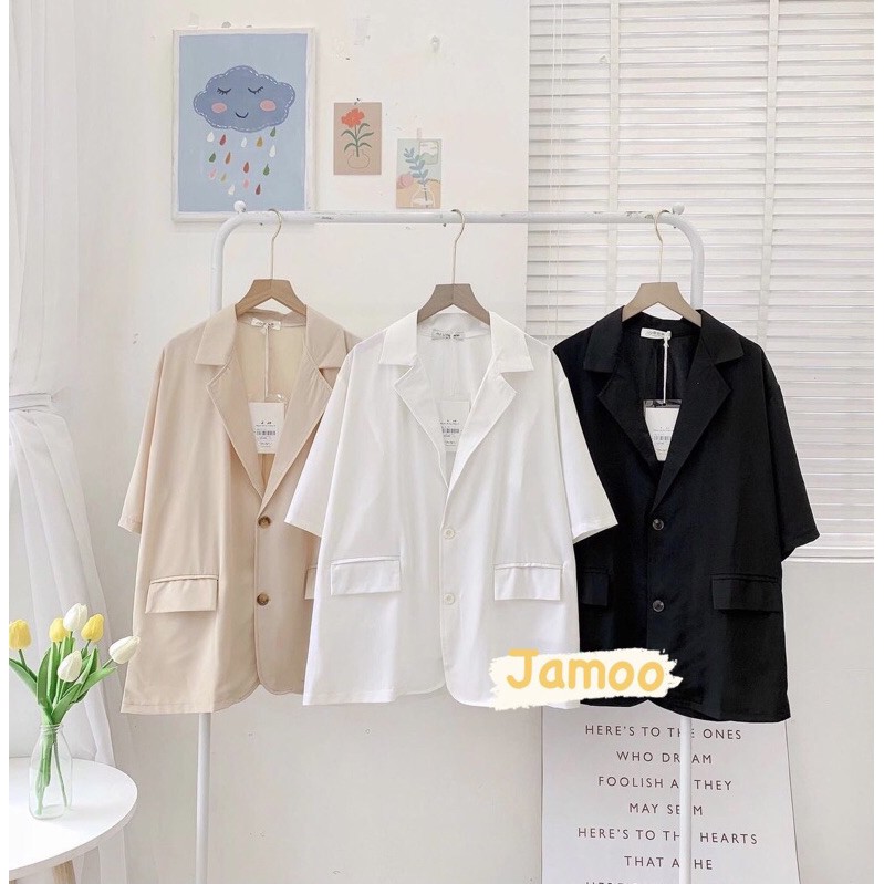 Áo blazer tay ngắn 1 lớp ulzzang,Áo vét cộc tay jamoo | BigBuy360 - bigbuy360.vn