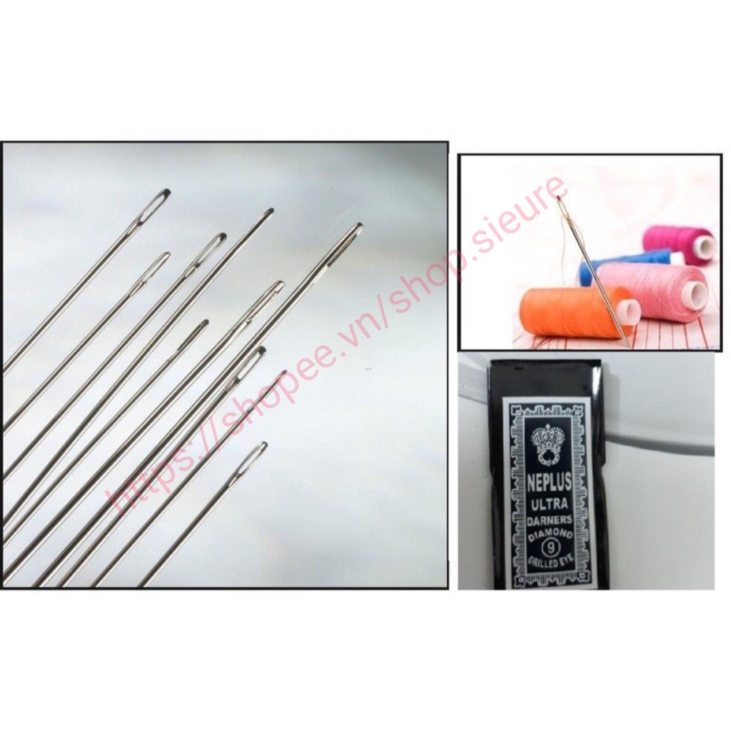 Set 12 kim khâu tay số 8 lỗ to không cong khi khâu