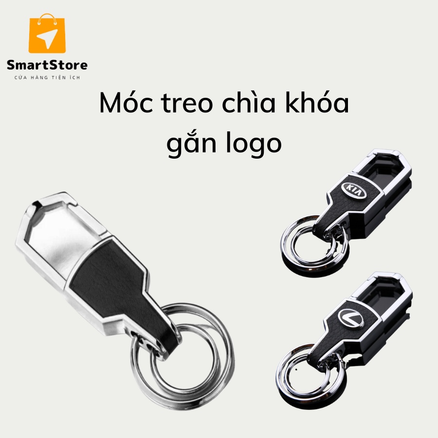 Móc treo chìa khóa xe trang trí chất liệu hợp kim bọc da gắn logo các hãng xe