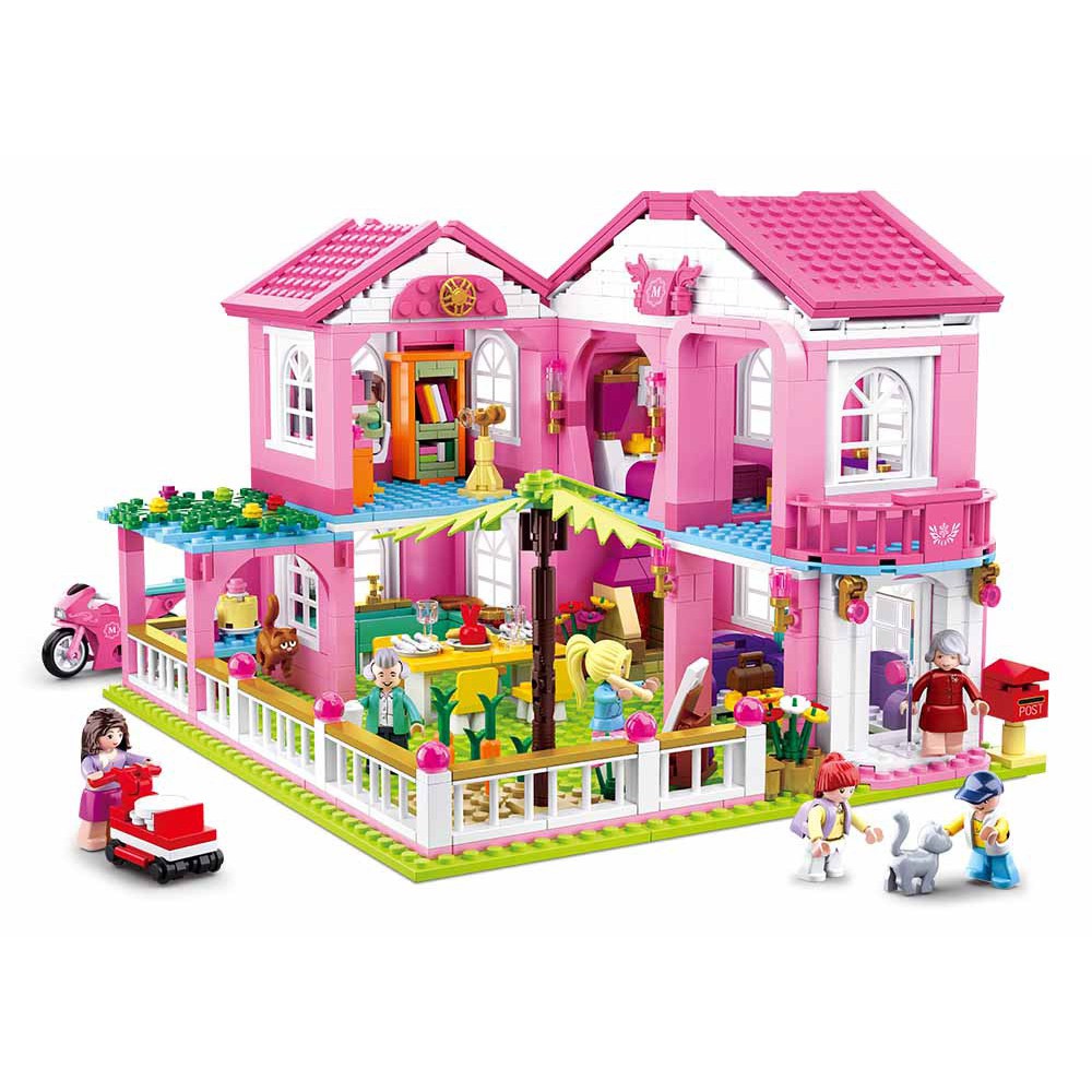 896 CÁI Sluban 0721 Friends Series City Girl Garden Villa House Building Blocks Tương thích lego Đồ chơi cho bé gái tự làm cho trẻ em