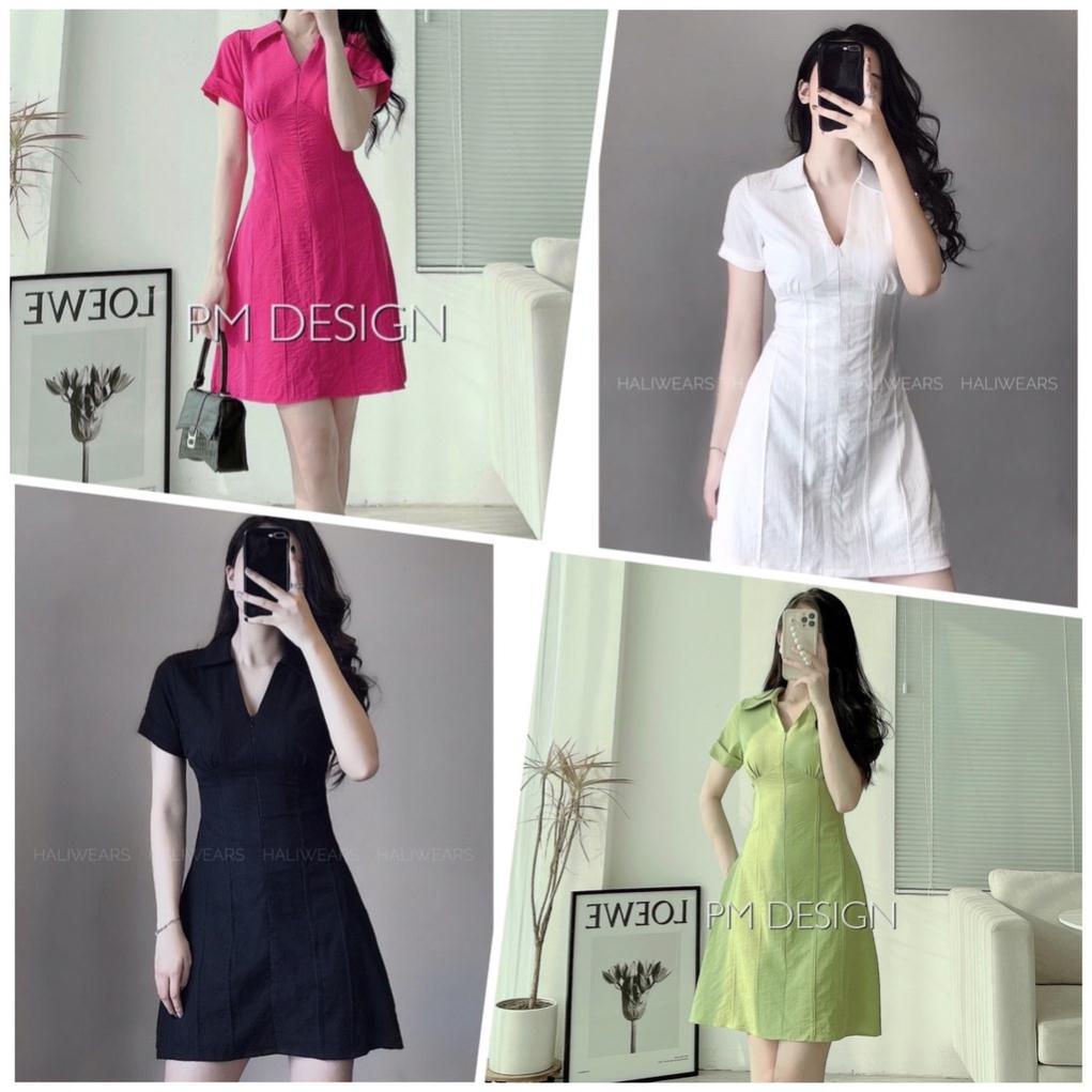 VÁY CỔ V LI DÚM NGỰC 4 MÀU CLARA SIÊU XINH