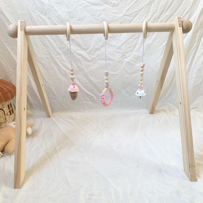 Set 3 Đồ Chơi Vòng Lục Lạc Đan Móc Treo Xe Đẩy Em Bé Sơ Sinh Mọc Răng