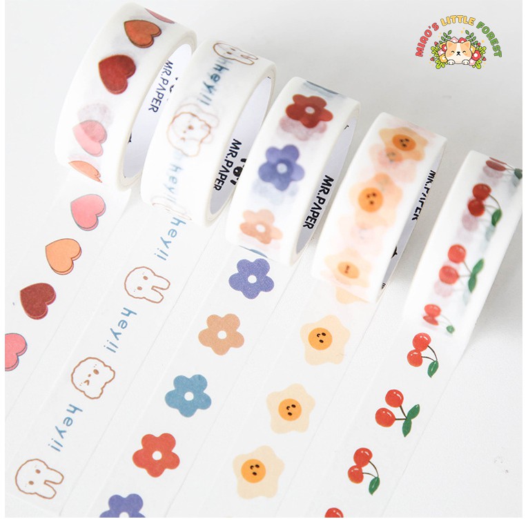 Washi tape MIAO'S LITTLE FOREST băng dính giấy hoạt hình dễ thương salt and sweet trang trí sổ tay bujo MWT221