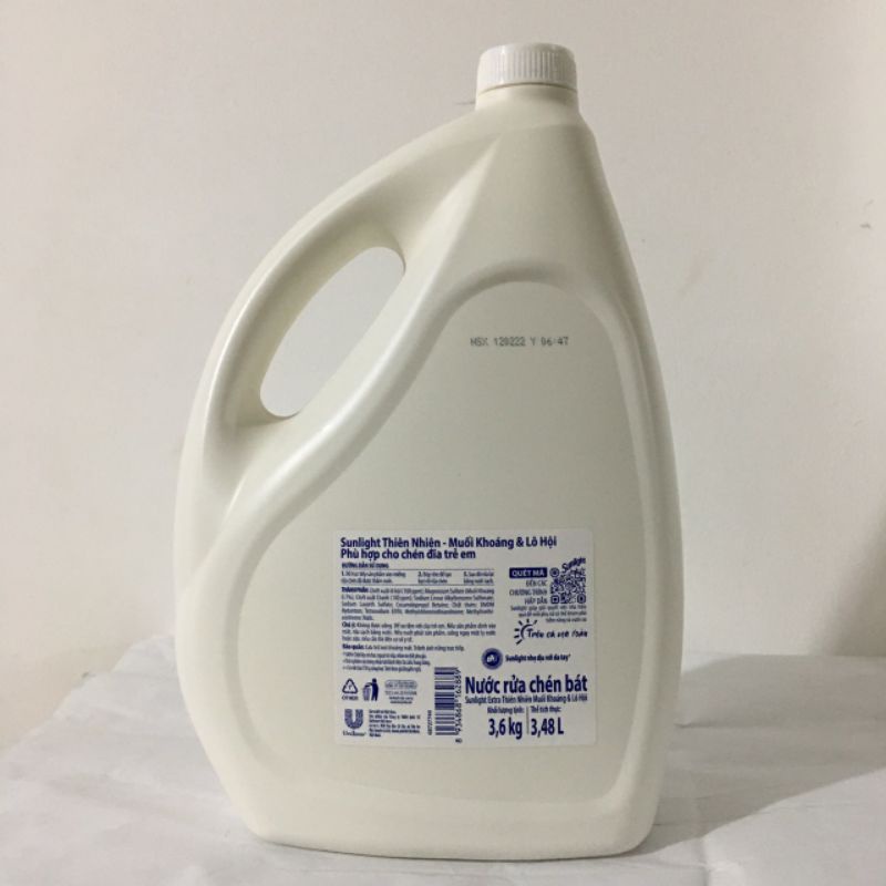 Nước rửa chén Sunlight thiên nhiên muối khoáng và lô hội 3,6kg