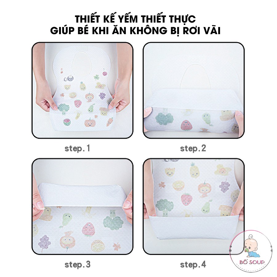 Set 5 Yếm Ăn Dặm Giấy Sử Dụng Một Lần Tự Phân Hủy, Thuận Tiện Khi Bé Đi Ăn Ngoài, Đi Du Lịch, Đi Chơi