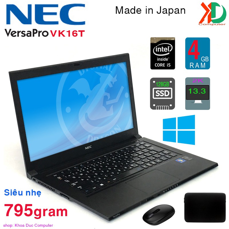 Laptop Nhật Bản NEC VersaPro PC- VK17 Core i5-4200U, 4gb Ram, 128gb SSD 13.3inch 2K HD siêu mỏng nhẹ 795gram