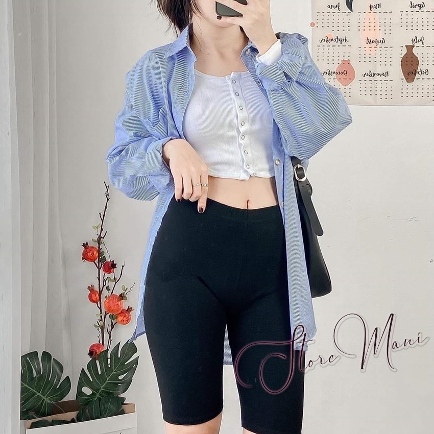 Quần legging lửng nữ nâng mông - kiểu quần đùi ngố thái nữ màu đen cạp cao siêu co dãn chất cotton đẹp cá tính
