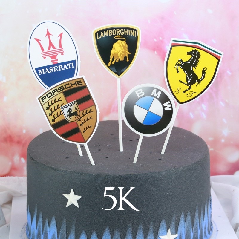 Combo 5 set cắm logo siêu xe trang trí bánh kem