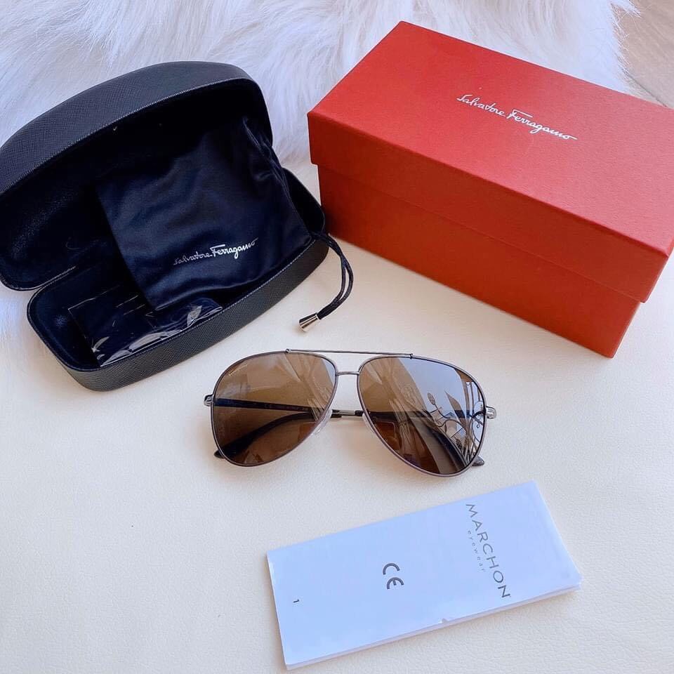 Kính mát Salvatore Ferragamo Brown Aviator Sunglasses