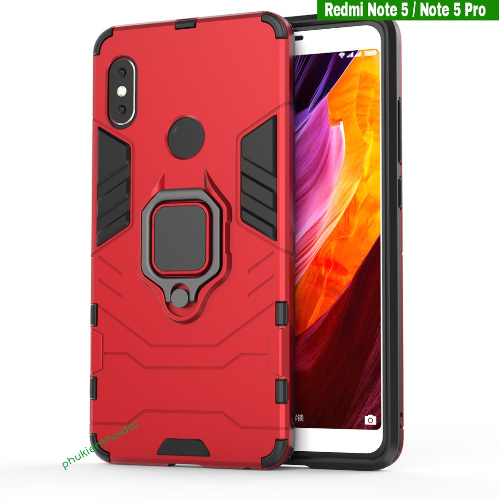 Redmi Note 5 Pro / Note 5 ốp lưng chống sốc Iron Man Iring cao cấp giá đỡ xem phim