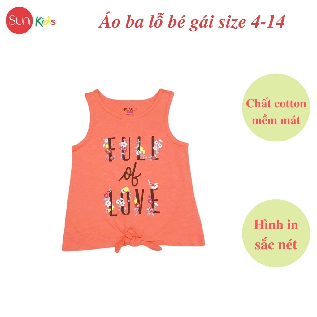 Áo thun cho bé gái, áo phông bé gái chất cotton mềm mát, size 4 - 14 tuổi - SUNKIDS