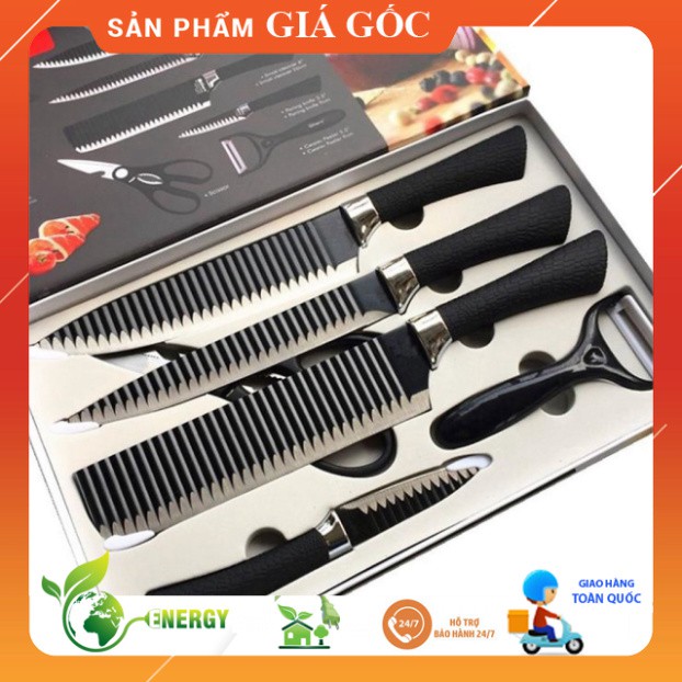 BỘ DAO NHẬT ASAKH 6 MÓN HÌNH GỢN SÓNG CAO CẤP - FULL BOX