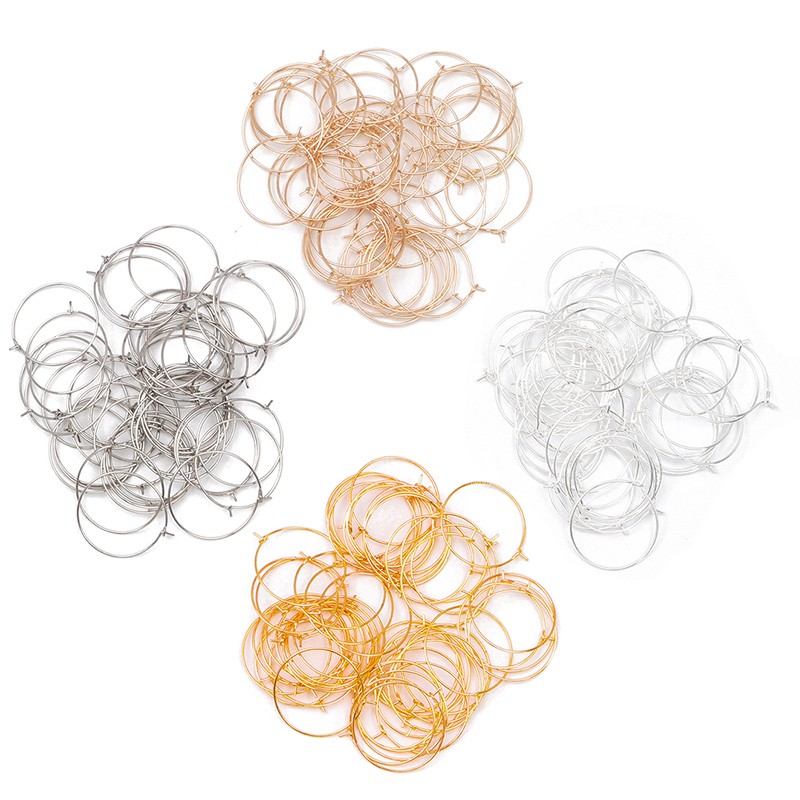 Bộ 50 vòng khuyên tai 20-35mm dùng kết cườm/ làm đồ trang sức/ bông tai thủ công