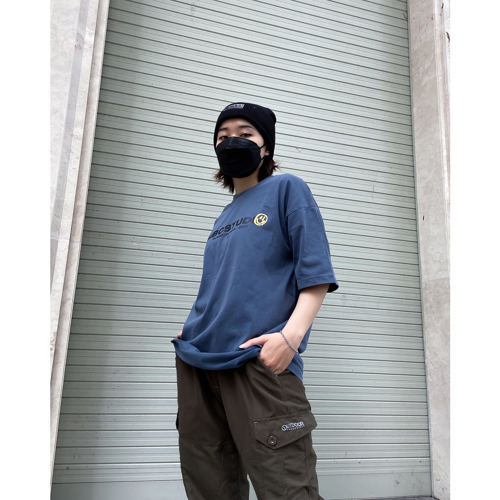 Áo Thun MBC Smiley Washed - Xám/Xanh/Tan | BigBuy360 - bigbuy360.vn