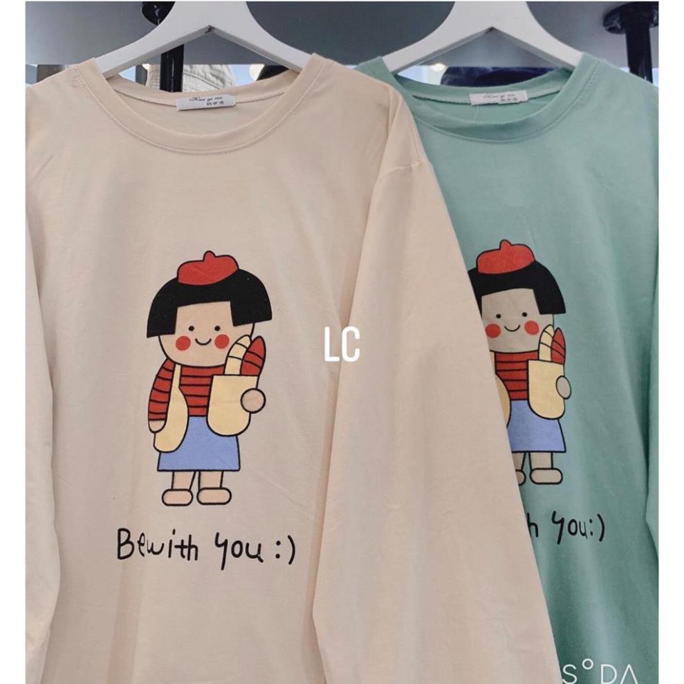 Áo Thun Tay Bồng BEWITH YOU Nữ [FREESHIP] 🌸 Phông dài tay oversize màu XANH | VÀNG | TRẮNG | BE | HỒNG Ulzzang HOT 🌸