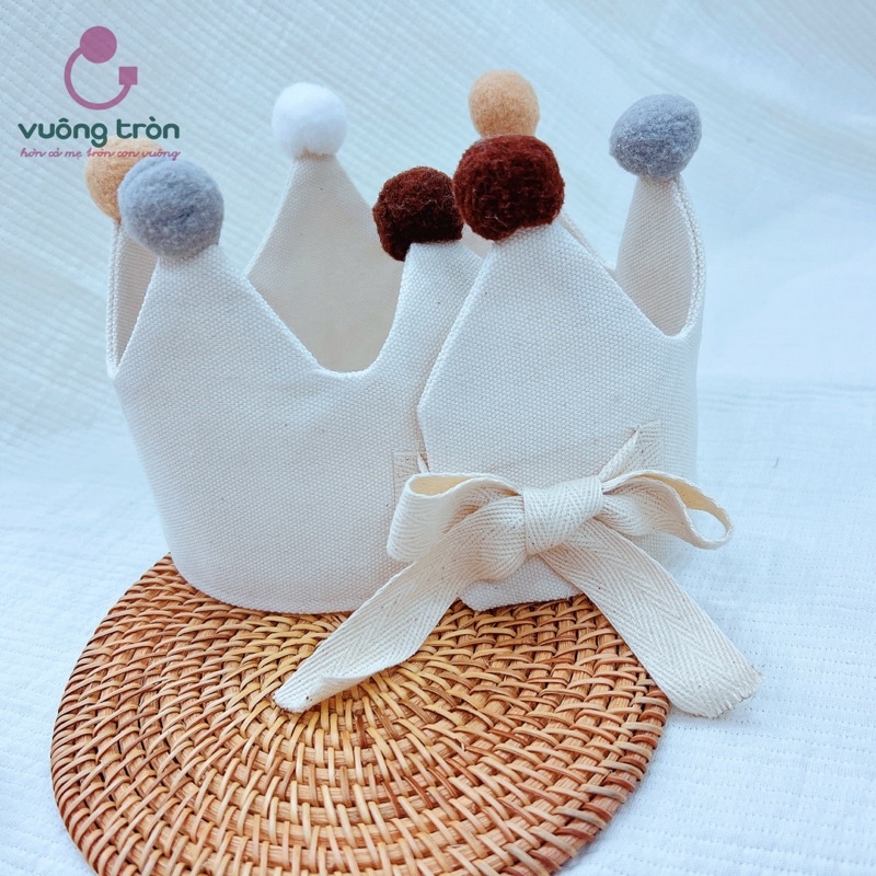 Vương miện cho bé phong cách hàn quốc cao cấp Vuông Tròn mũ chụp ảnh , sinh nhật