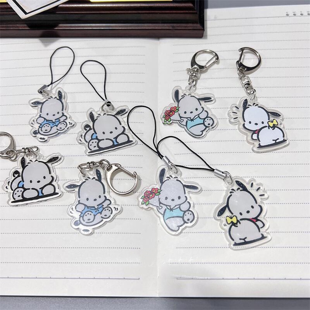 Set 2 Dây Đeo Điện Thoại Bằng Acrylic Hai Mặt Hình Chú Chó Pacha Mascot Đơn Giản Dễ Thương