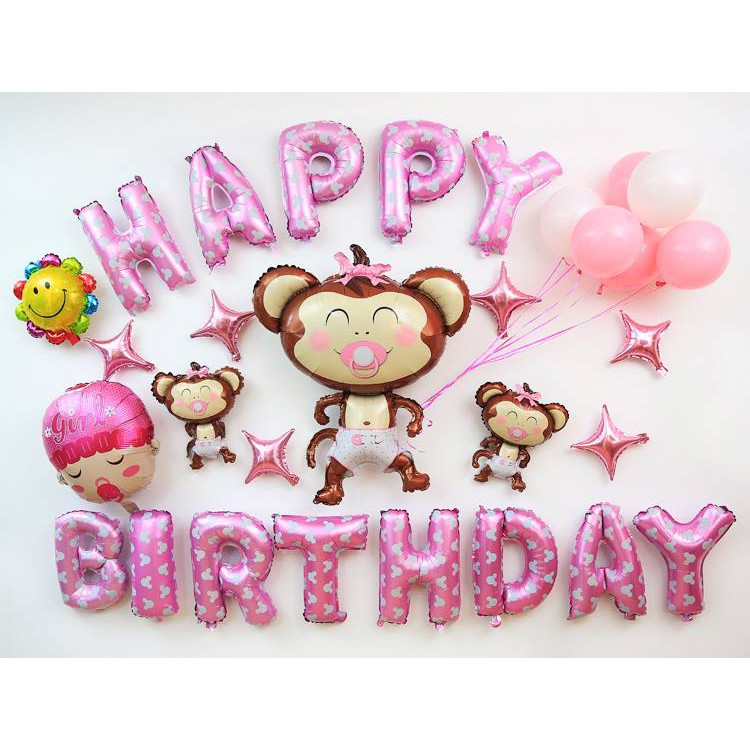 Bộ happy birthday cho bé khỉ