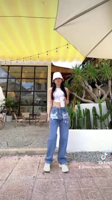 MS1- Quần jean nữ ống suông túi rách chất cotton không co giãn có big size đến 69kg cho các chị em ạ | BigBuy360 - bigbuy360.vn