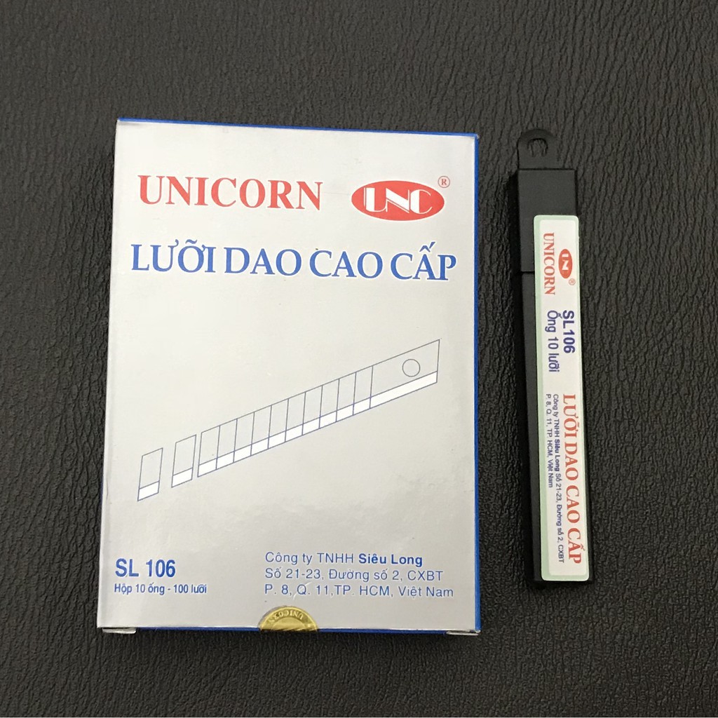 1 hộp nhỏ Lưỡi dao Unicorn SL-106 (Hộp đen 10 lưỡi)-LD00001