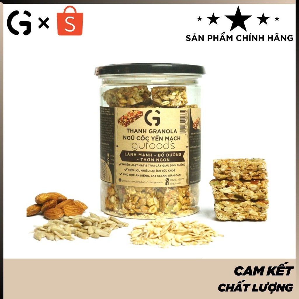 Thanh granola ngũ cốc yến mạch GUfoods - Giàu chất xơ & protein, Lành mạnh, Bổ dưỡng, Thơm ngon | BigBuy360 - bigbuy360.vn