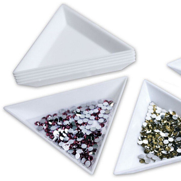 [Hàng mới về] Set 10 khay đựng phụ kiện làm móng hình tam giác tiện dụng