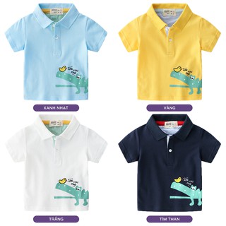 Áo POLO bé trai KATOOFELY áo có cổ cho bé họa tiết cá sấu chất cotton hàng xuất Âu Mỹ