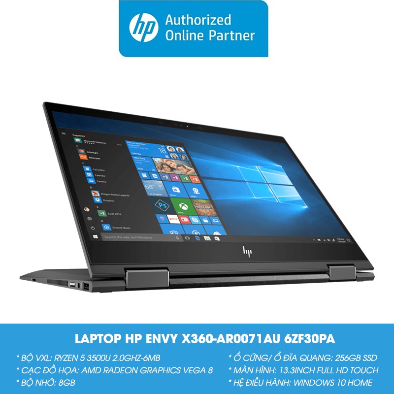 Laptop HP Envy x360-ar0071AU 6ZF30PA (Ryzen 5-3500U/8Gb/256Gb SSD/13.3FHD Touch/AMD Radeon/Win10/Black) | BigBuy360 - bigbuy360.vn