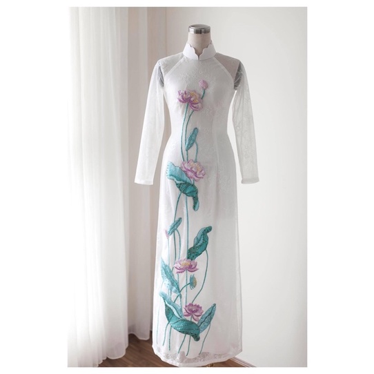 Áo dài thiết kế thêu hoa KATE SALE