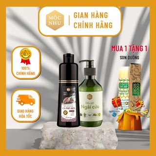 DẦU GỘI CÀ PHÊ ĐEN MỘC NHU - MÀU ĐEN + DẦU GỘI NGẢI CỨU MỘC NHU