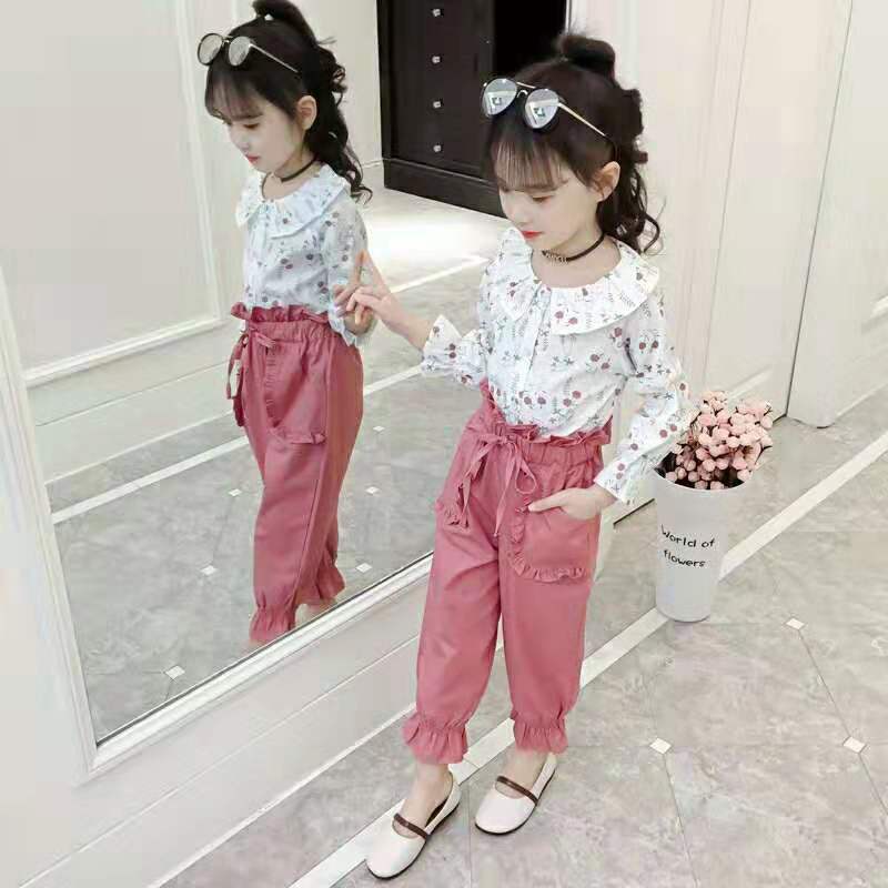 Set Đồ Thời Trang Gồm Áo Tay Dài Và Quần Phong Cách Phương Tây Dành Cho Bé Gái 3-13 Tuổi