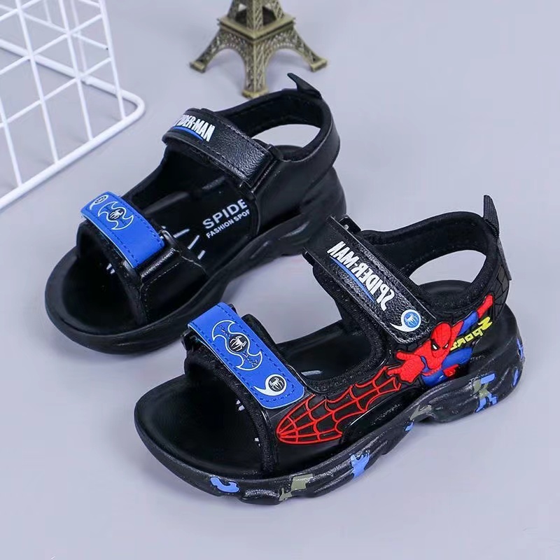 SUGE Xăng đan Hình Người Nhện Thiết Kế Thoải Mái Thời Trang Cho Bé Trai